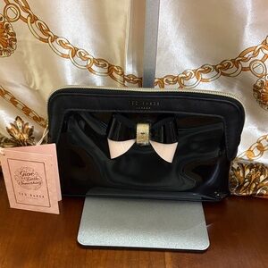 Ted Baker Black and Cream Small Clutch with Bow.